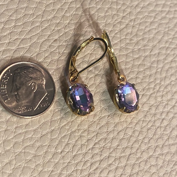 Crystal light pink iridescent Drop Earrings - Picture 6 of 6